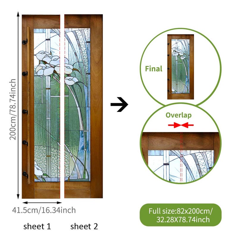 Alwayspon Stained Glass Effect Door Sticker, Peel and Stick Vinyl Door Mural Decals for Home Decor, 32.3x78.7(82x200cm), 2 Pcs Set - Image 4